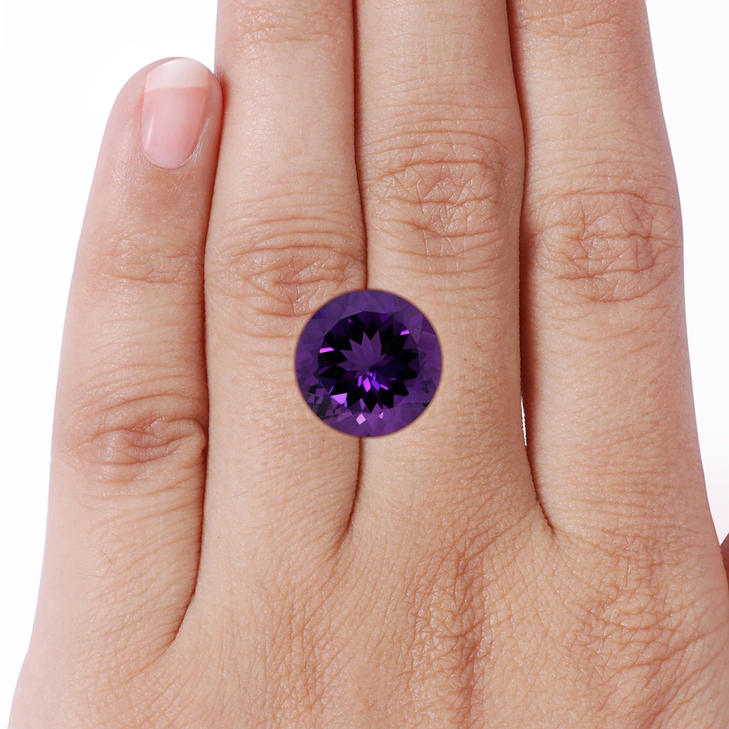 14.13x14.09x9.33mm AAAA Classic GIA Certified Round Amethyst Ring with Diamonds in 18K White Gold Side 899