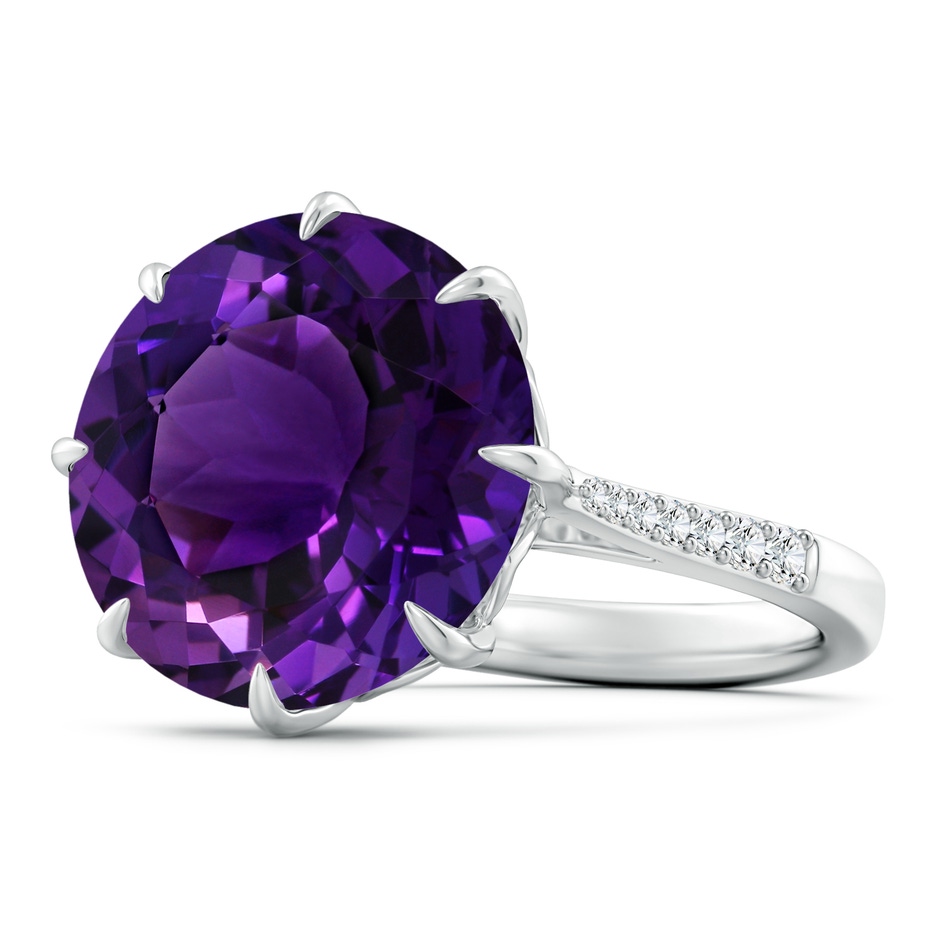 14.13x14.09x9.33mm AAAA Classic GIA Certified Round Amethyst Ring with Diamonds in White Gold side 199