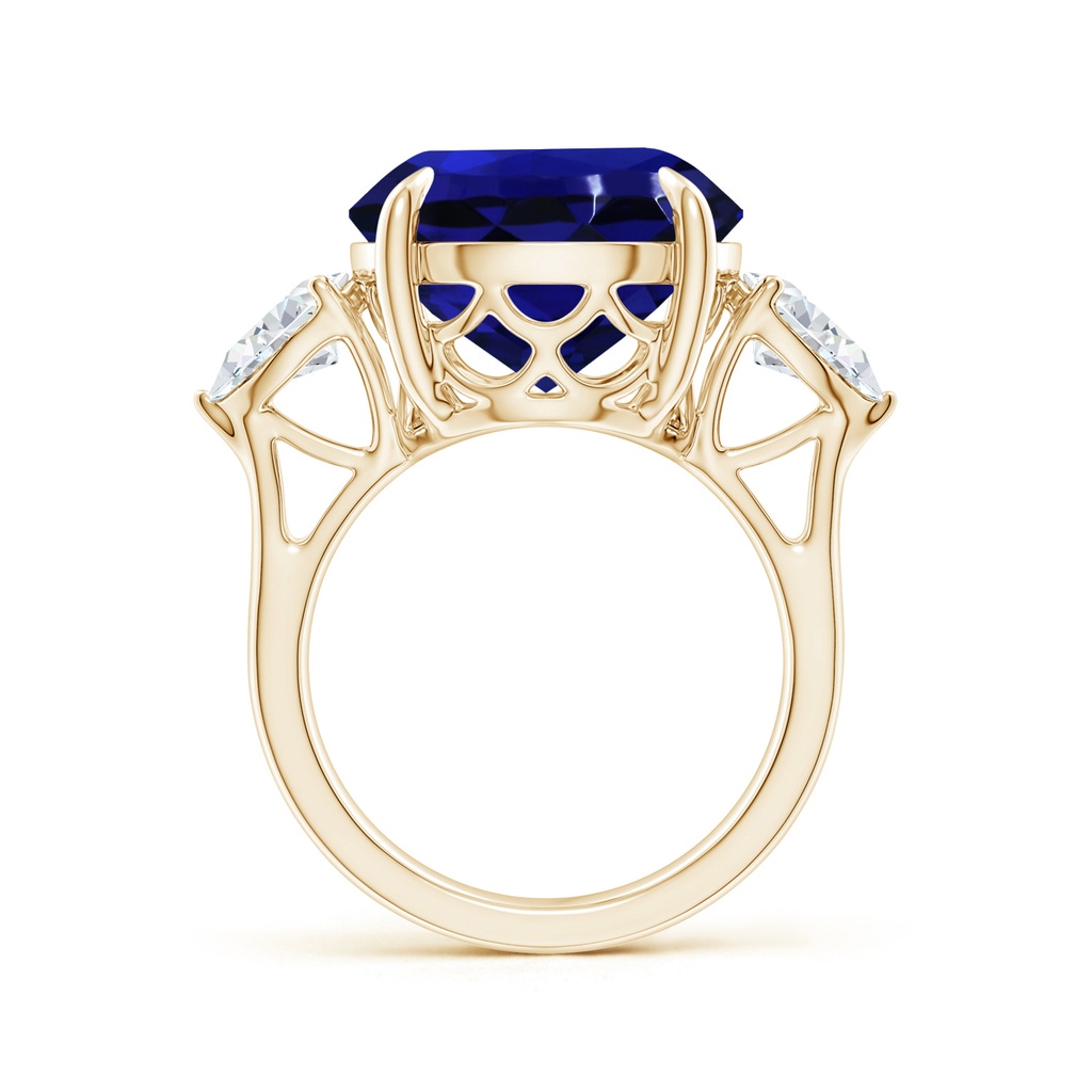 13.10x12.92x9.73mm AAAA GIA Certified Round Tanzanite Ring with Pear Diamond's in Yellow Gold - side 199