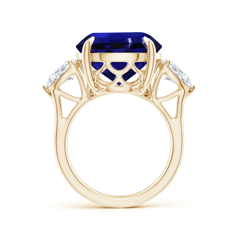 13.10x12.92x9.73mm AAAA GIA Certified Round Tanzanite Ring with Pear Diamond's in Yellow Gold side 199