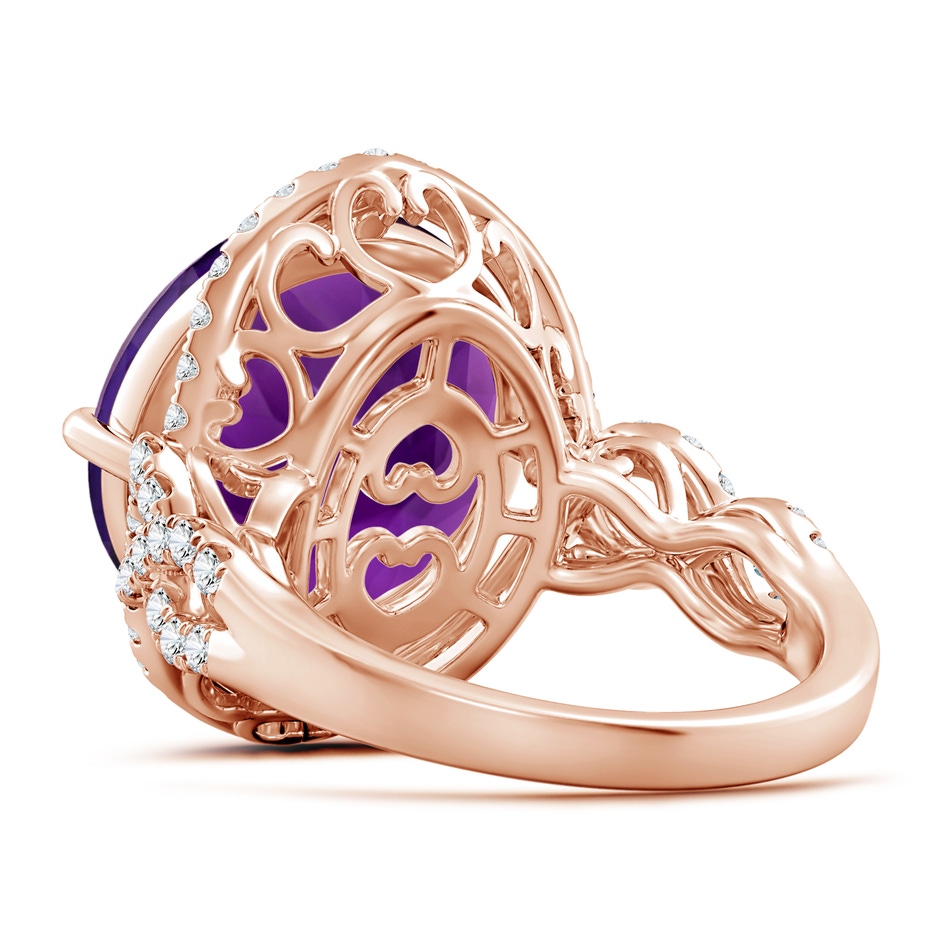 15.00x14.93x9.36mm AAAA GIA Certified Round Amethyst Twisted Split Shank Halo Ring in 18K Rose Gold side 499