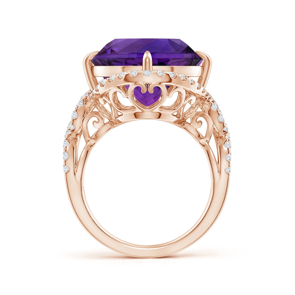 15.00x14.93x9.36mm AAAA GIA Certified Round Amethyst Twisted Split Shank Halo Ring in Rose Gold side 399