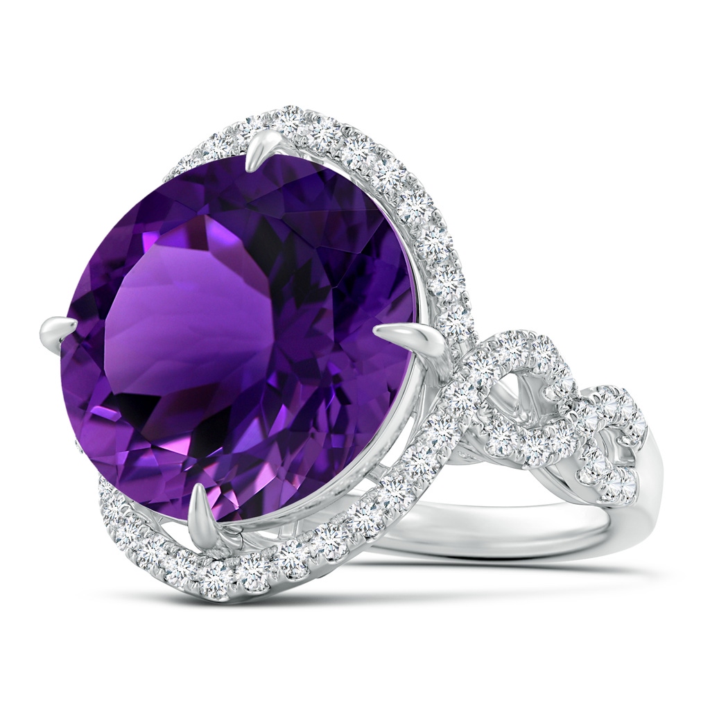 15.00x14.93x9.36mm AAAA GIA Certified Round Amethyst Twisted Split Shank Halo Ring in White Gold Side 199