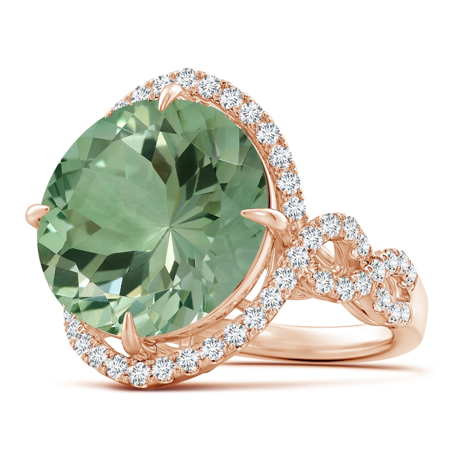 14.18x14.12x8.75mm AAA GIA Certified Round Green Amethyst Twisted Split Shank Halo Ring in Rose Gold Side 199