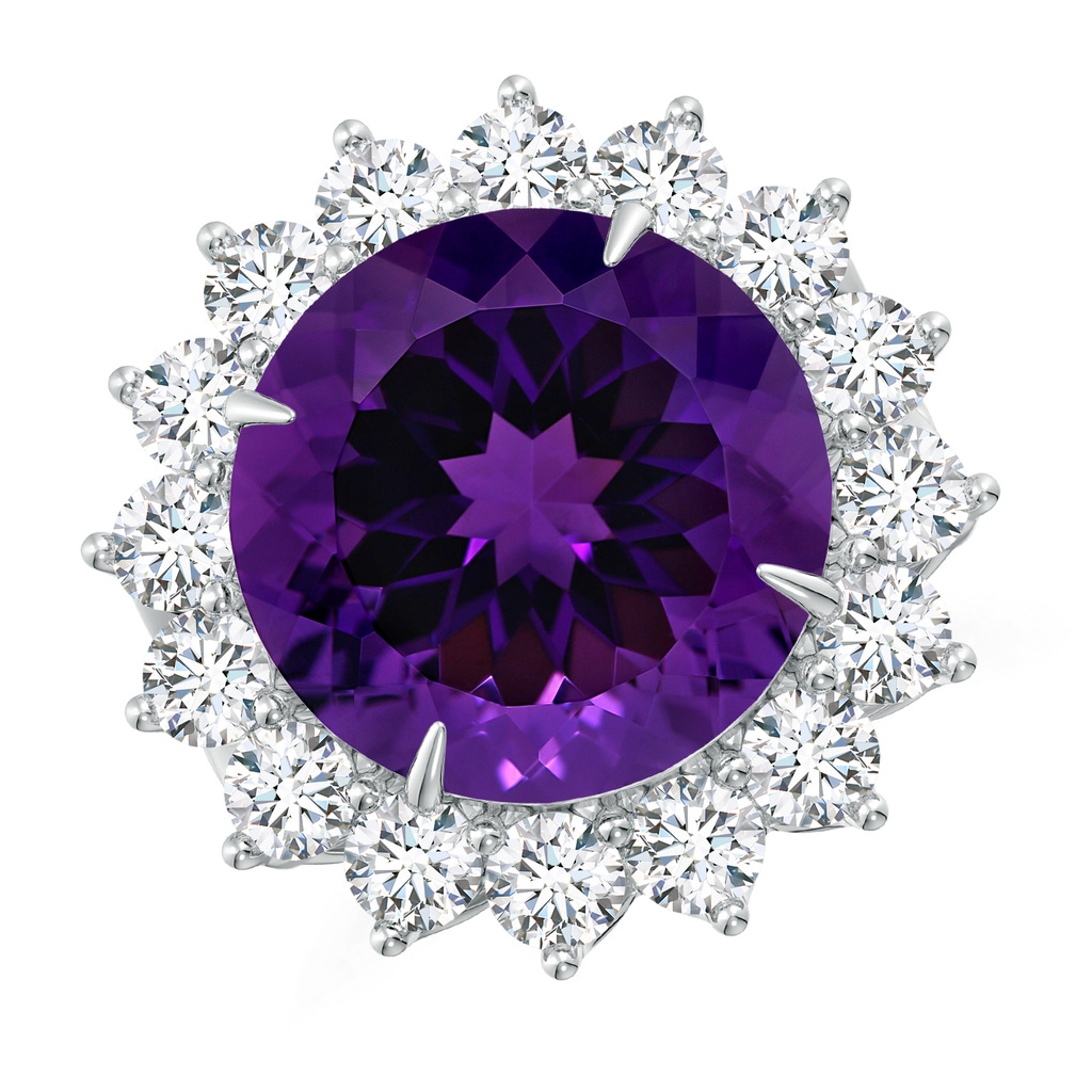 15.00x14.93x9.36mm AAAA GIA Certified Round Amethyst Floral Cocktail Ring in White Gold - side 199