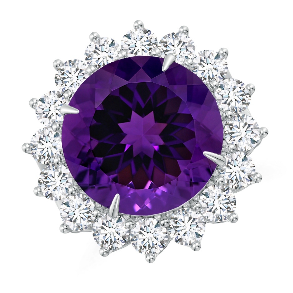 15.00x14.93x9.36mm AAAA GIA Certified Round Amethyst Floral Cocktail Ring in White Gold side 199