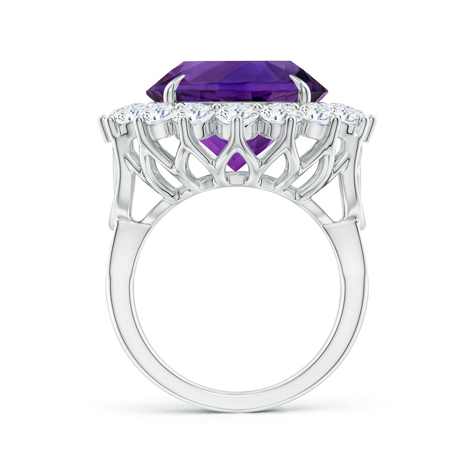 15.00x14.93x9.36mm AAAA GIA Certified Round Amethyst Floral Cocktail Ring in White Gold side 399