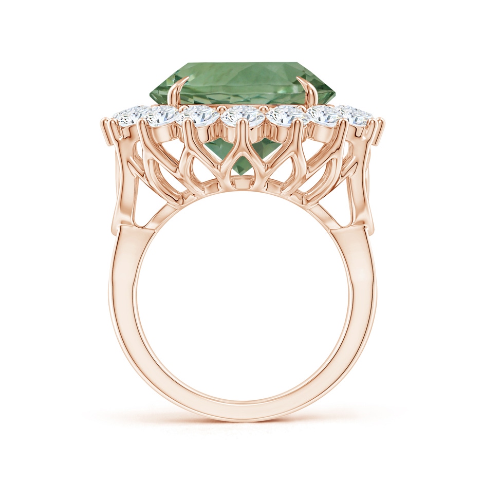 14.18x14.12x8.75mm AAA GIA Certified Round Green Amethyst Floral Cocktail Ring in Rose Gold Side 399