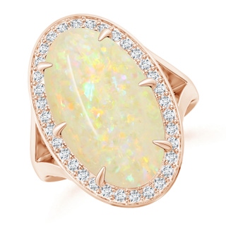 18.19x11.95x5mm AAAA GIA Certified Opal Split Shank Ring with Diamond Halo in 9K Rose Gold