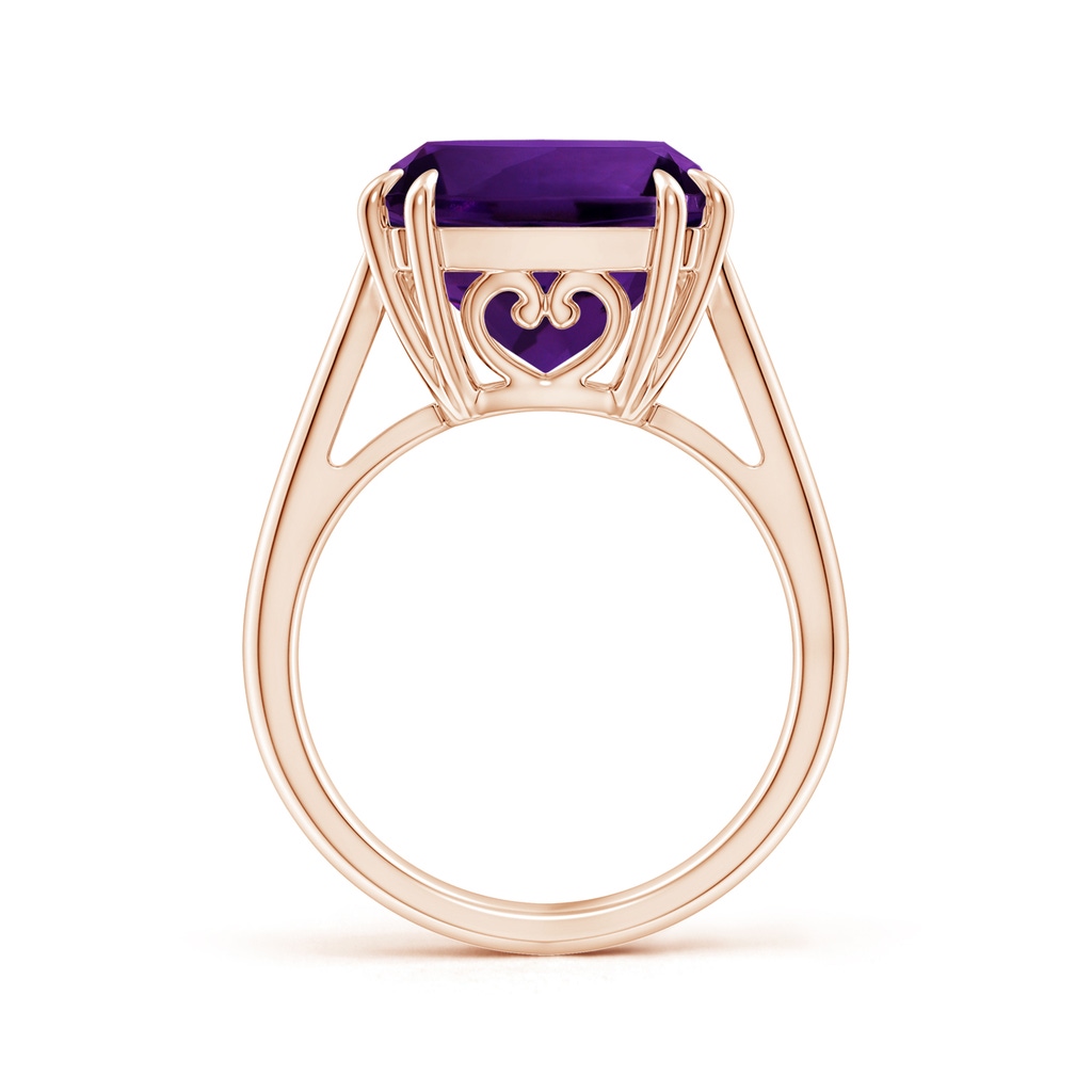 14.13x12.06x8.35mm AAA GIA Certified Vintage Style Double Claw-Set Amethyst Ring in Rose Gold Side 199