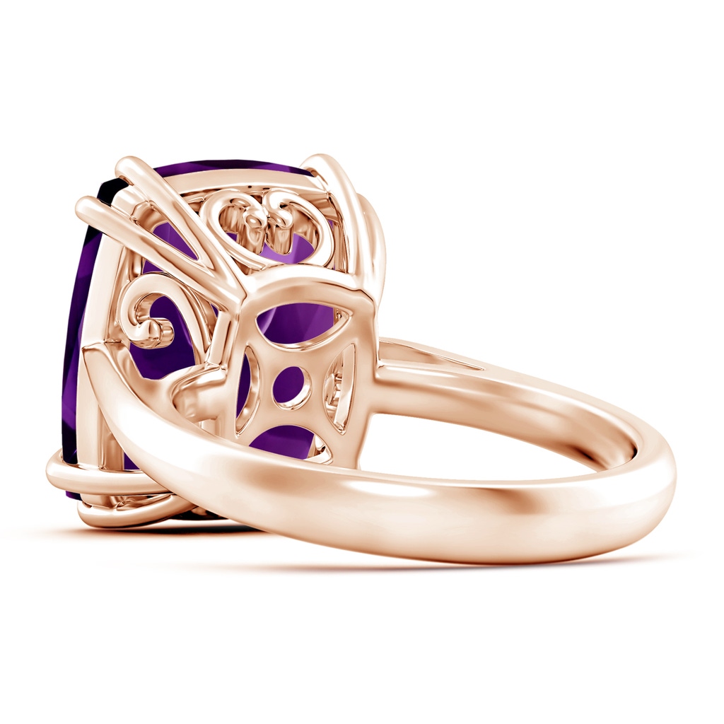 14.13x12.06x8.35mm AAA GIA Certified Vintage Style Double Claw-Set Amethyst Ring in Rose Gold Side 399