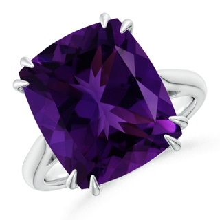 14.13x12.06x8.35mm AAA GIA Certified Vintage Style Double Claw-Set Amethyst Ring in White Gold