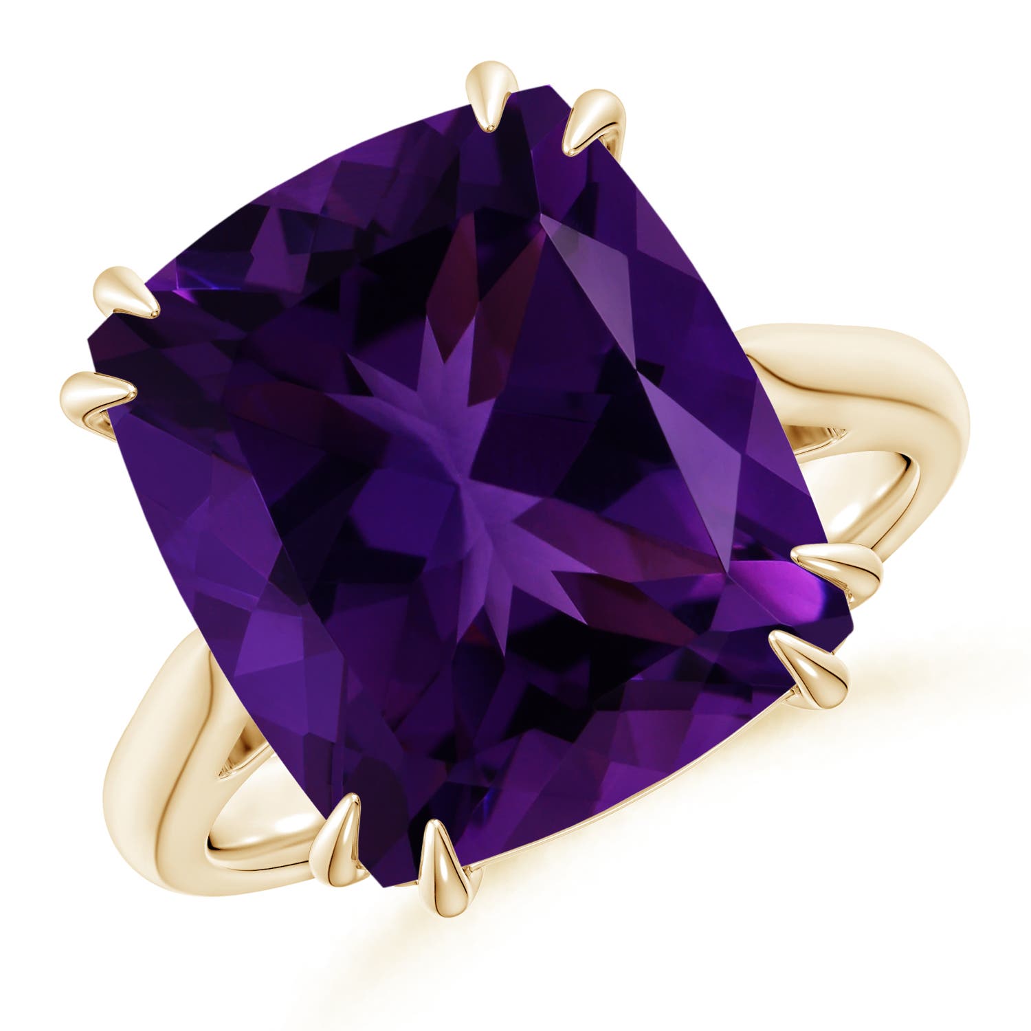 GIA Certified Vintage Style Double Claw-Set Amethyst Ring
