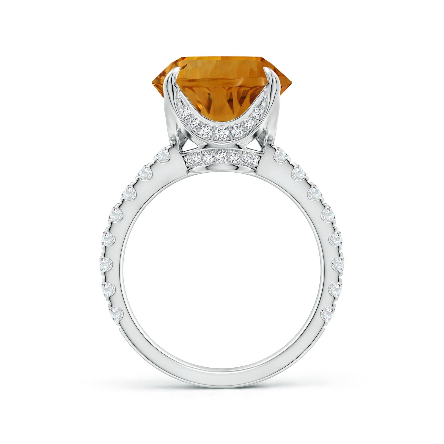 12.20x12.14x8.14mm AAAA GIA Certified Citrine Solitaire Ring with Diamond Accents in White Gold - side 2