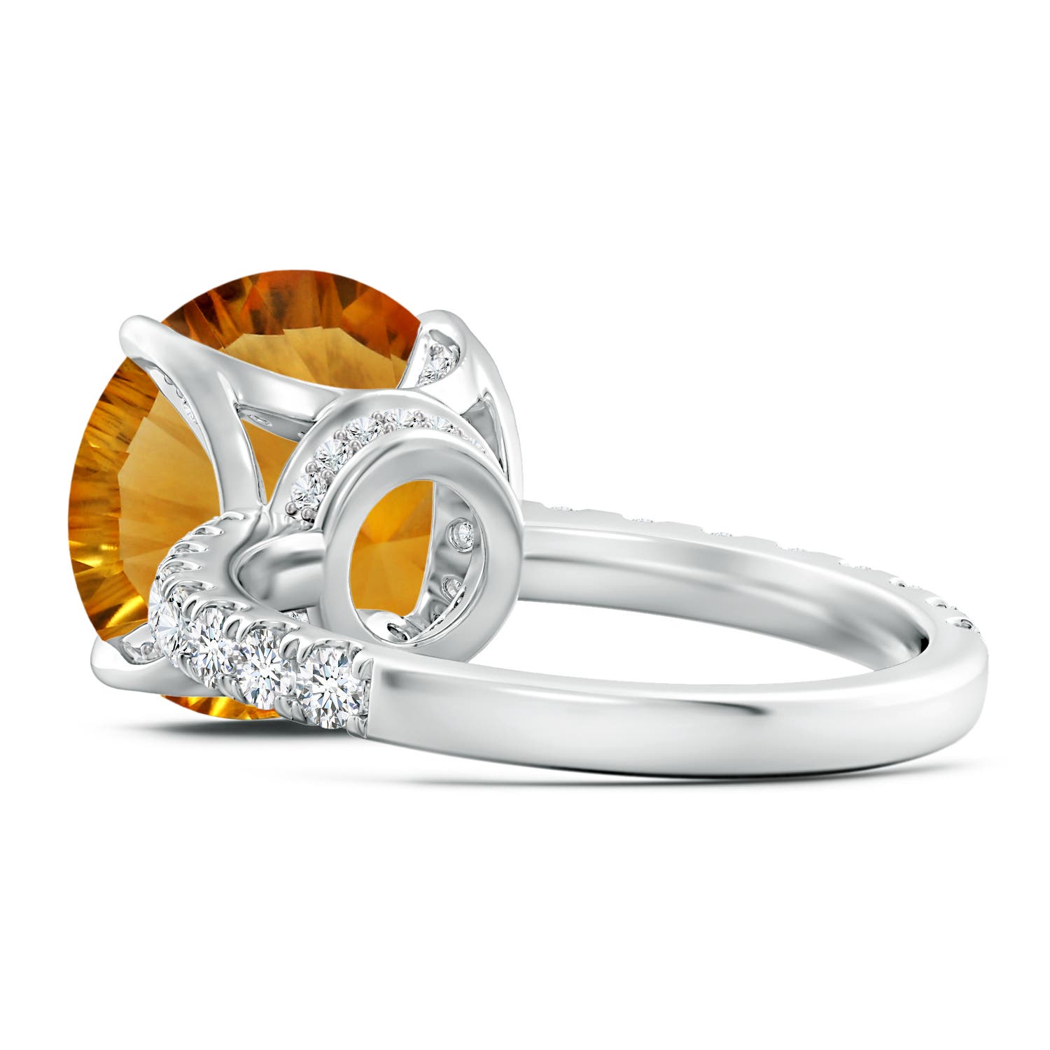12.20x12.14x8.14mm AAAA GIA Certified Citrine Solitaire Ring with Diamond Accents in White Gold - side 5