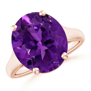 14.00x9.98x7.47mm AAA GIA Certified Flat Prong-Set Oval Amethyst Solitaire Ring in 10K Rose Gold