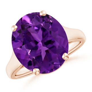 14.00x9.98x7.47mm AAA GIA Certified Flat Prong-Set Oval Amethyst Solitaire Ring in Rose Gold