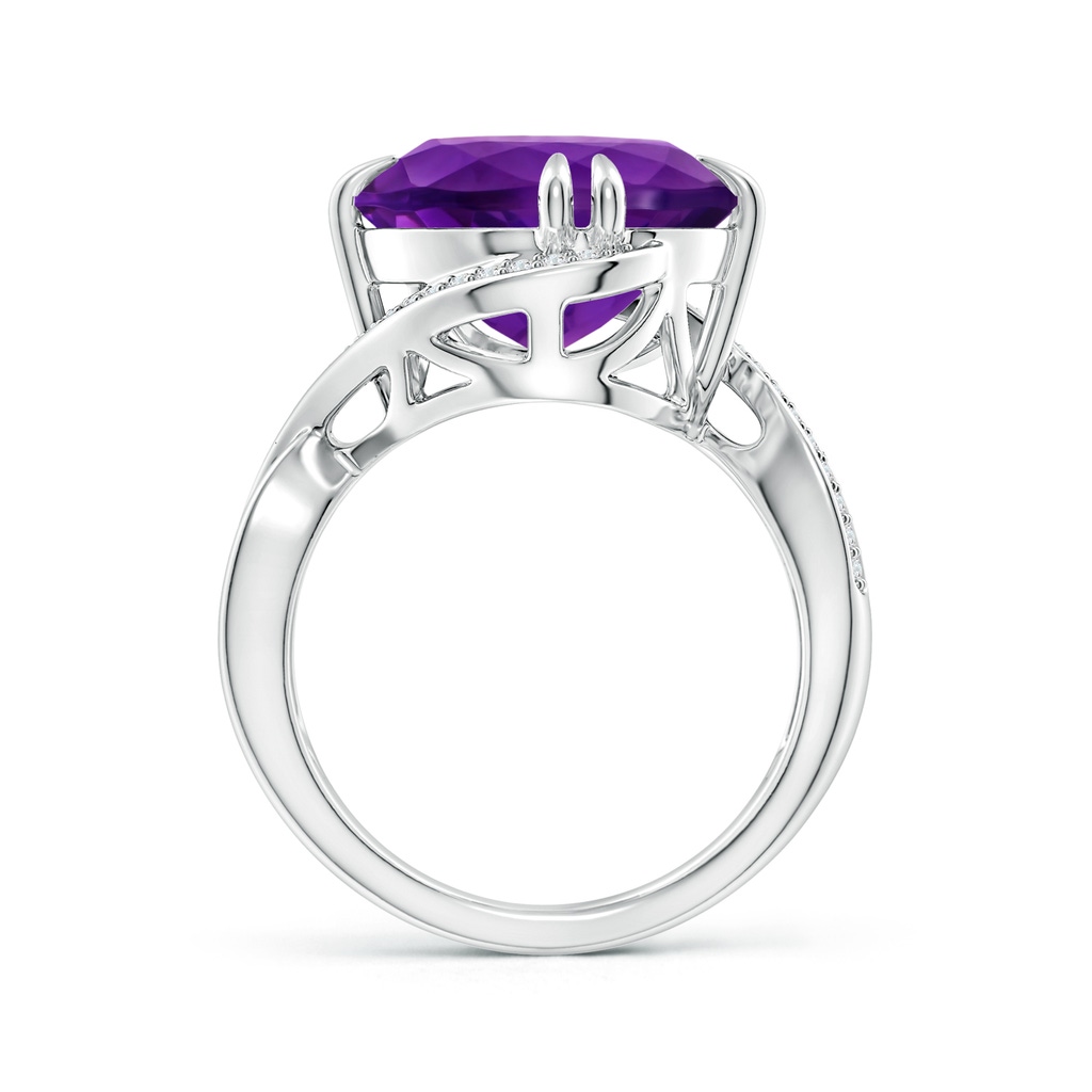 14.00x9.98x7.47mm AAA GIA Certified Oval Amethyst Bypass Ring with Diamond Accents in 18K White Gold - side 199