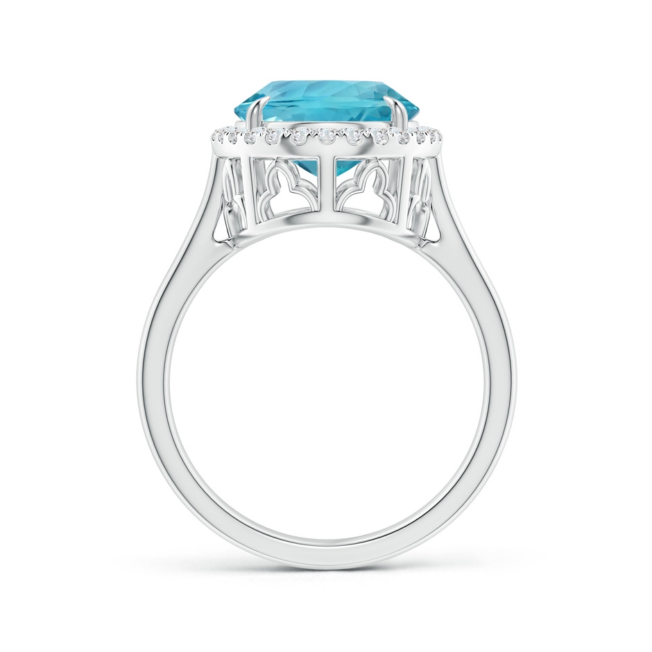 12.11x9.10x6.24mm AAA GIA Certified Oval Aquamarine Cathedral Ring in P950 Platinum side 199