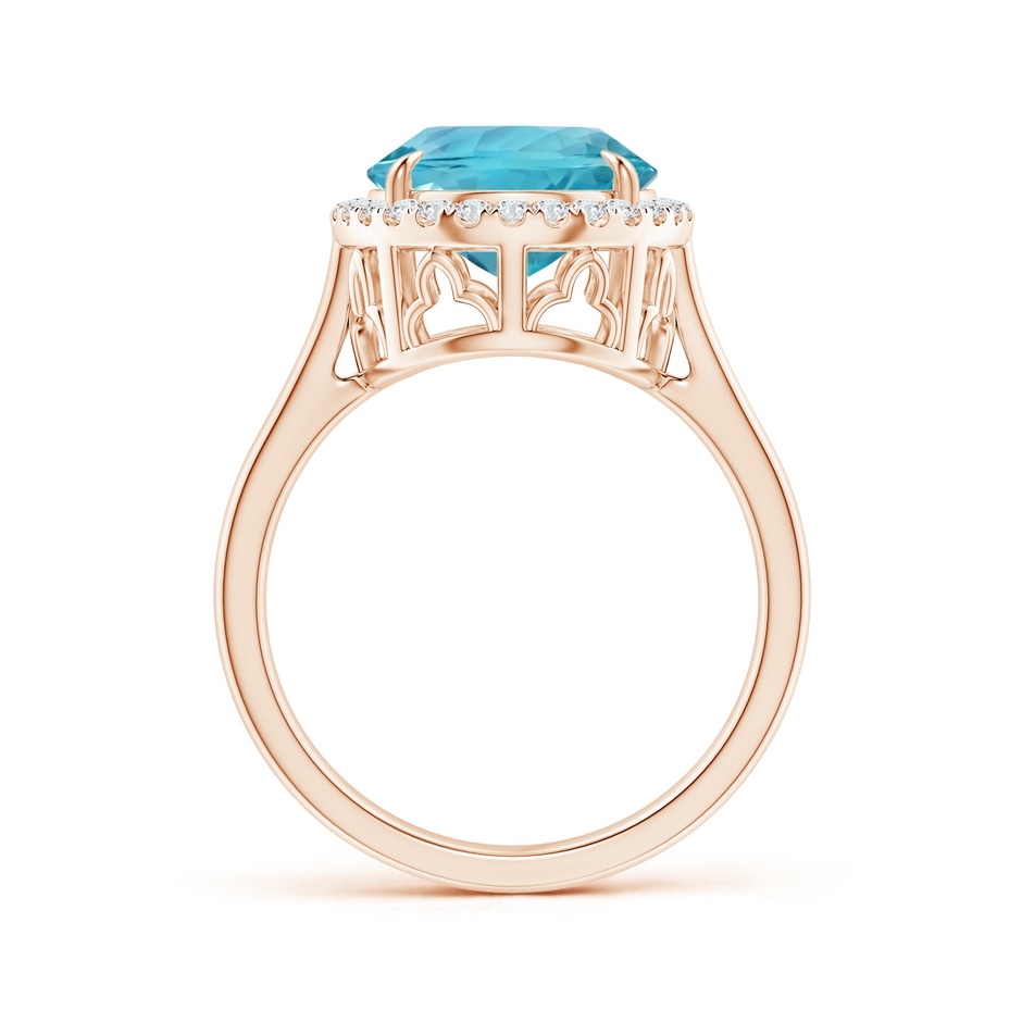 12.11x9.10x6.24mm AAA GIA Certified Oval Aquamarine Cathedral Ring in Rose Gold side 199