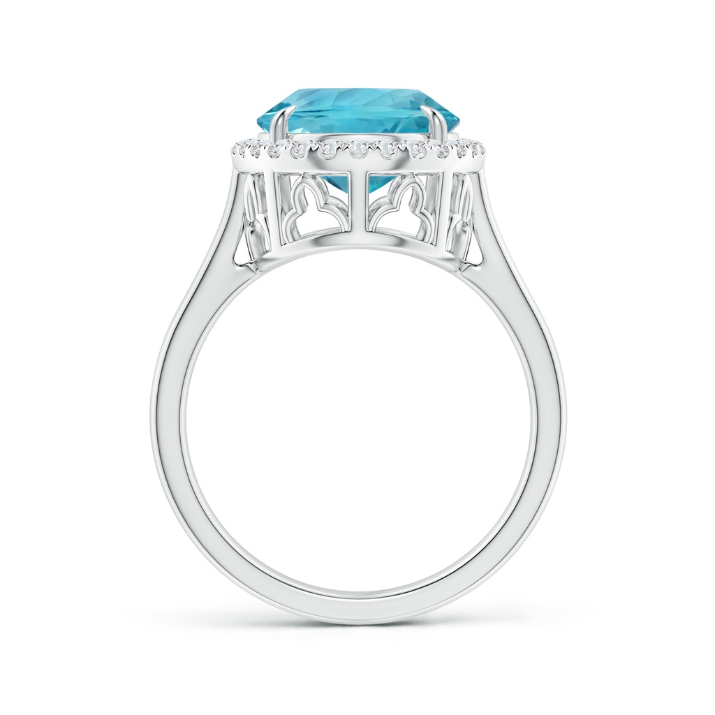 12.11x9.10x6.24mm AAA GIA Certified Oval Aquamarine Cathedral Ring in White Gold - side 199