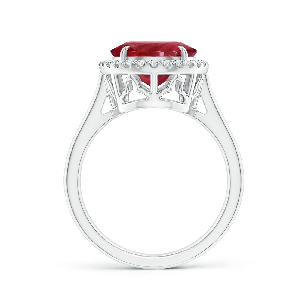 12.18x10.22x7.61mm AAAA GIA Certified Oval Pink Tourmaline Cathedral Ring in White Gold - side 199