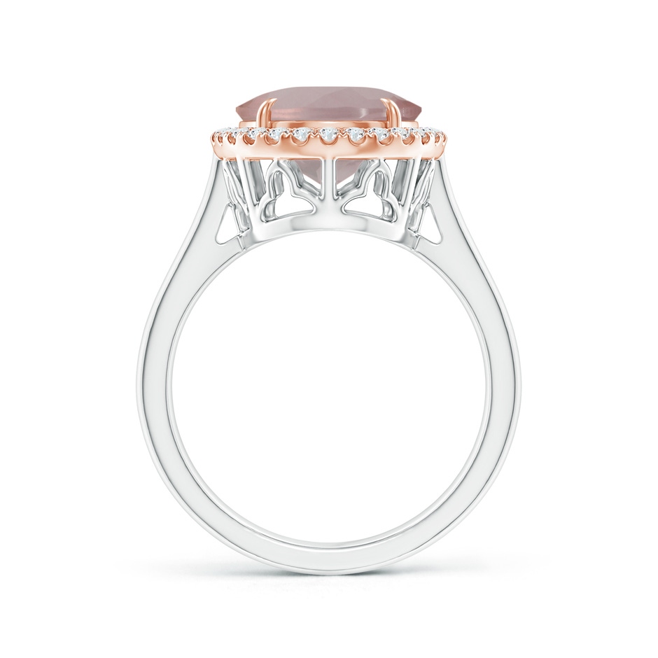 12.14x10.08x6.70mm AAAA GIA Certified Oval Rose Quartz Cathedral Ring in 18K White Gold side 199