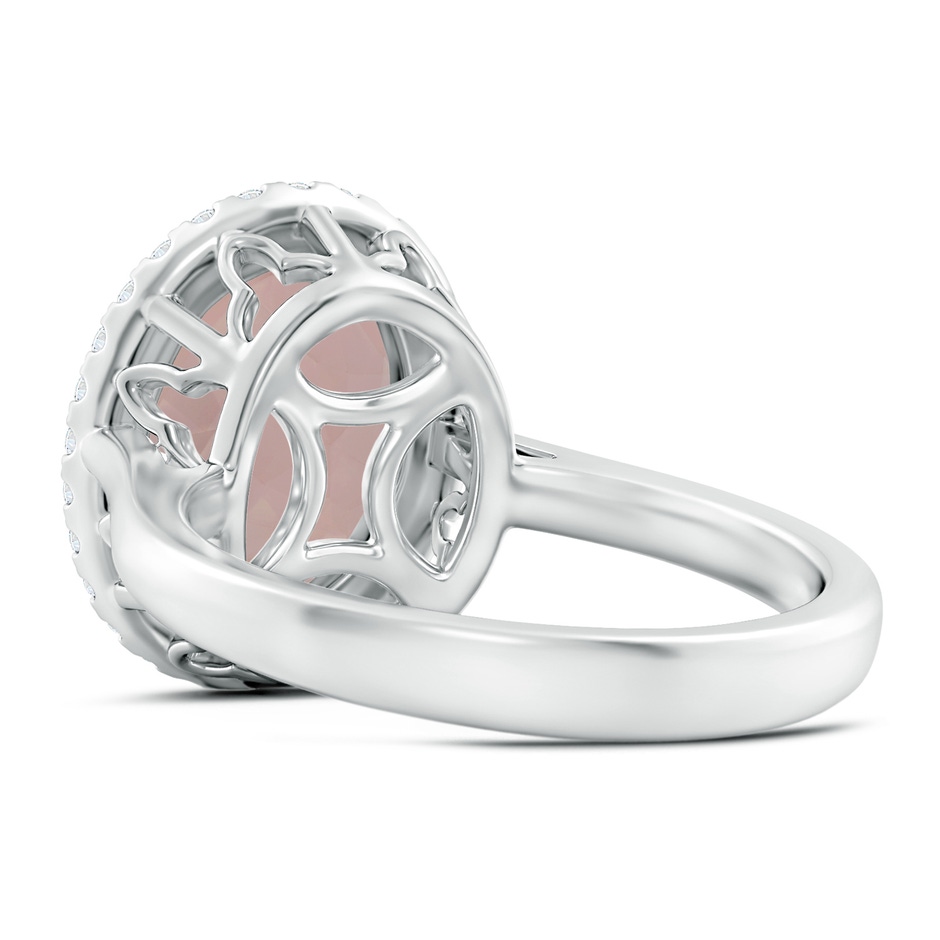 12.14x10.08x6.70mm AAAA GIA Certified Oval Rose Quartz Cathedral Ring in 18K White Gold side 399