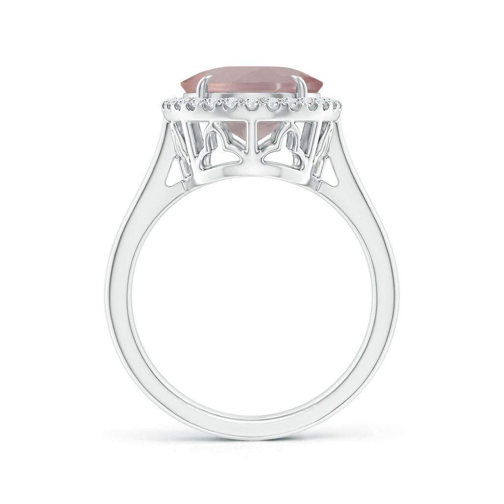 12.14x10.08x6.70mm AAAA GIA Certified Oval Rose Quartz Cathedral Ring in White Gold - side 199