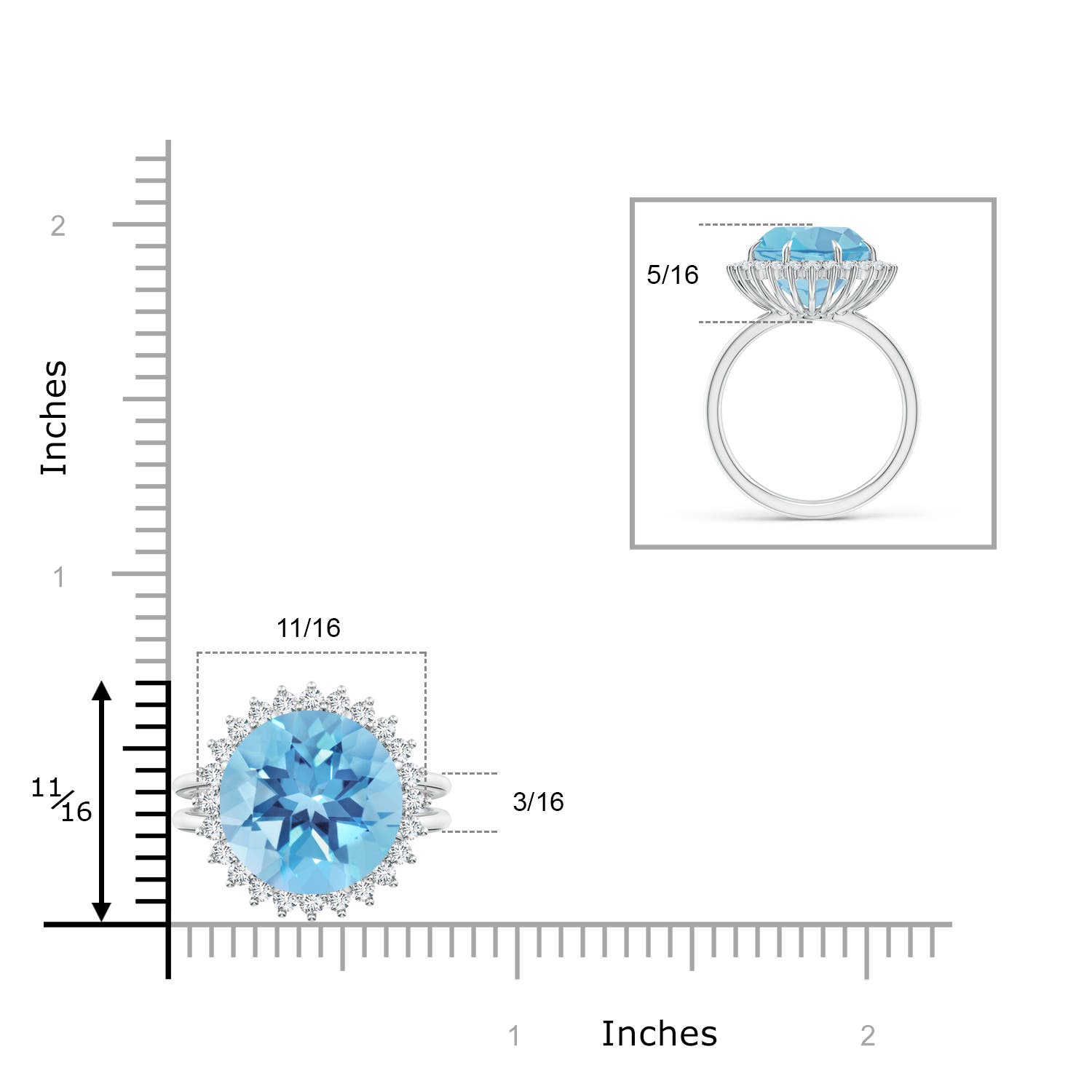 A - Swiss Blue Topaz / 8.3 CT / 14 KT White Gold