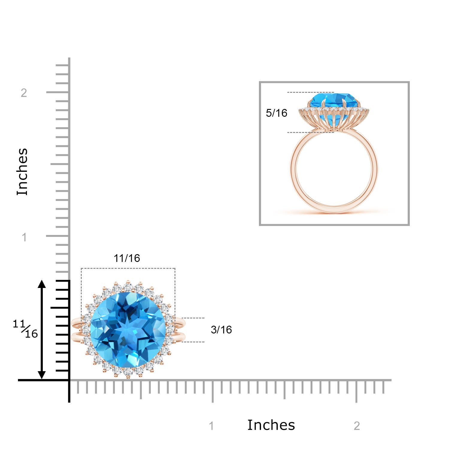 AAA - Swiss Blue Topaz / 8.3 CT / 14 KT Rose Gold