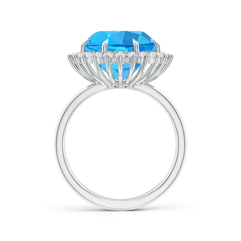 12mm AAA Classic Swiss Blue Topaz Ring with Diamond Halo in White Gold side 1