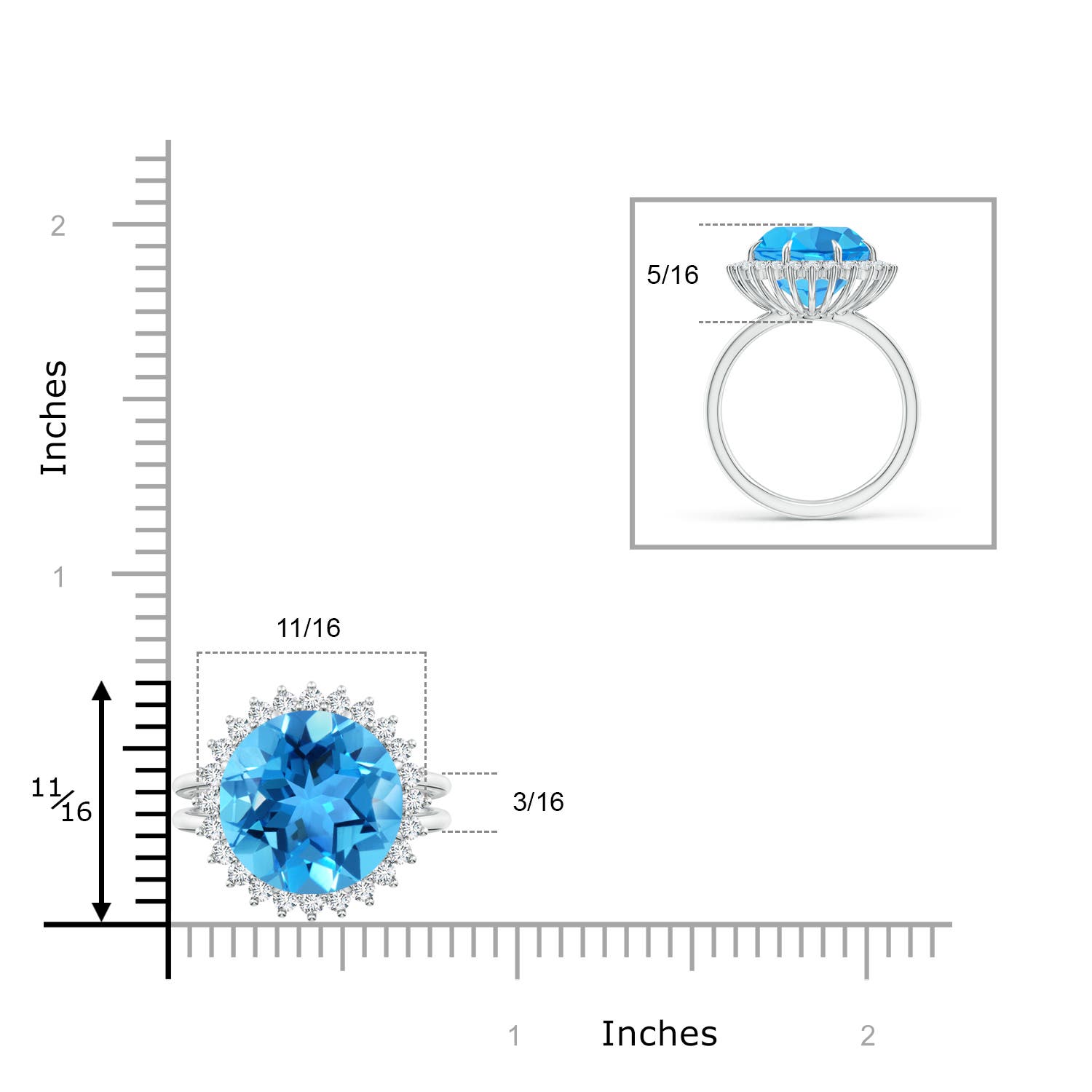 AAA - Swiss Blue Topaz / 8.3 CT / 14 KT White Gold