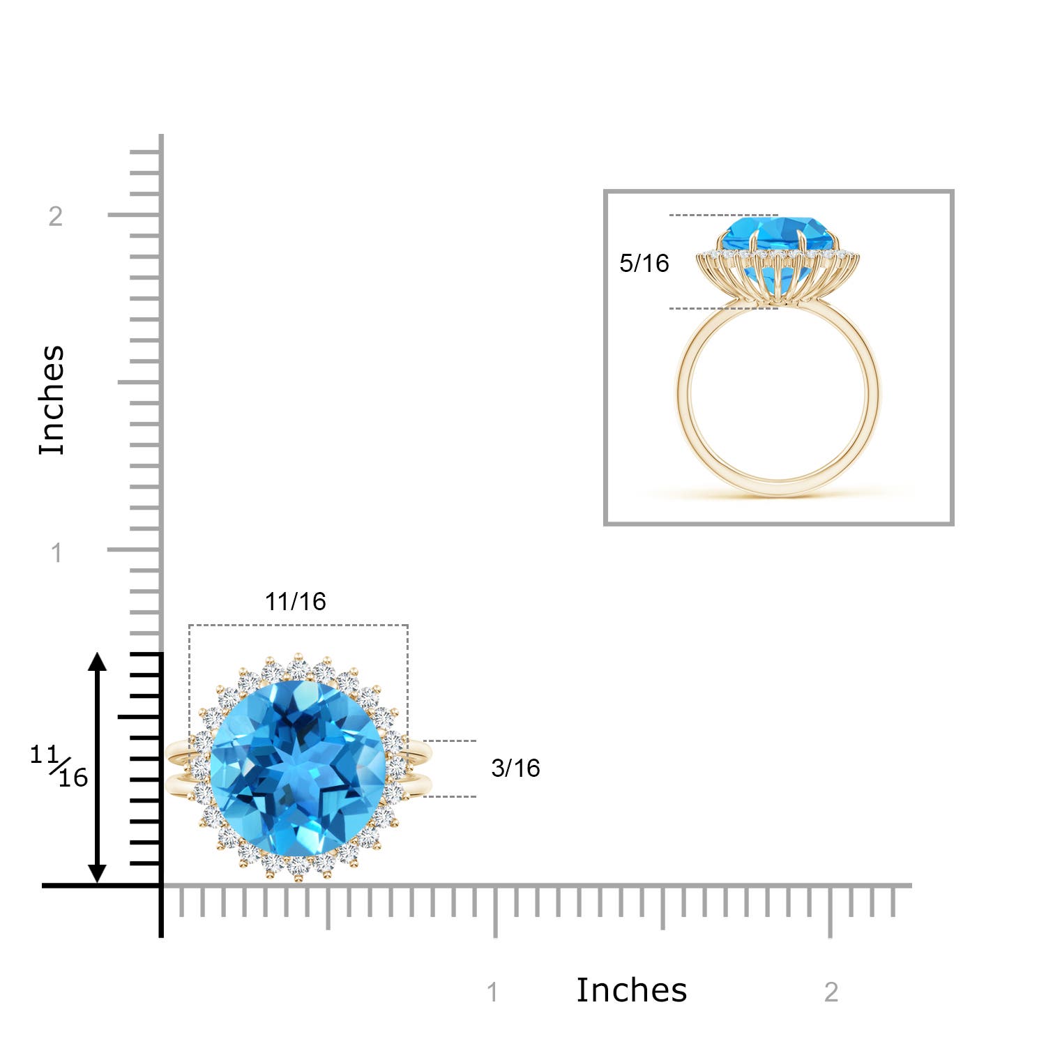 AAA - Swiss Blue Topaz / 8.3 CT / 14 KT Yellow Gold