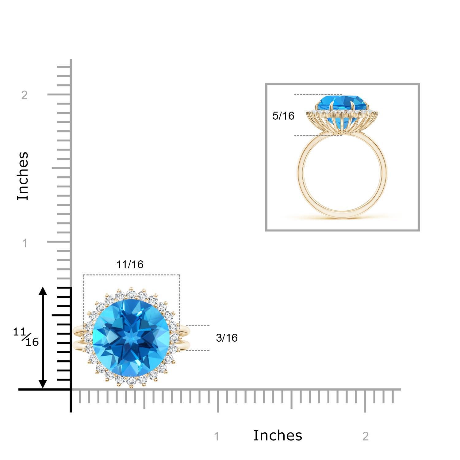 AAAA - Swiss Blue Topaz / 8.3 CT / 14 KT Yellow Gold