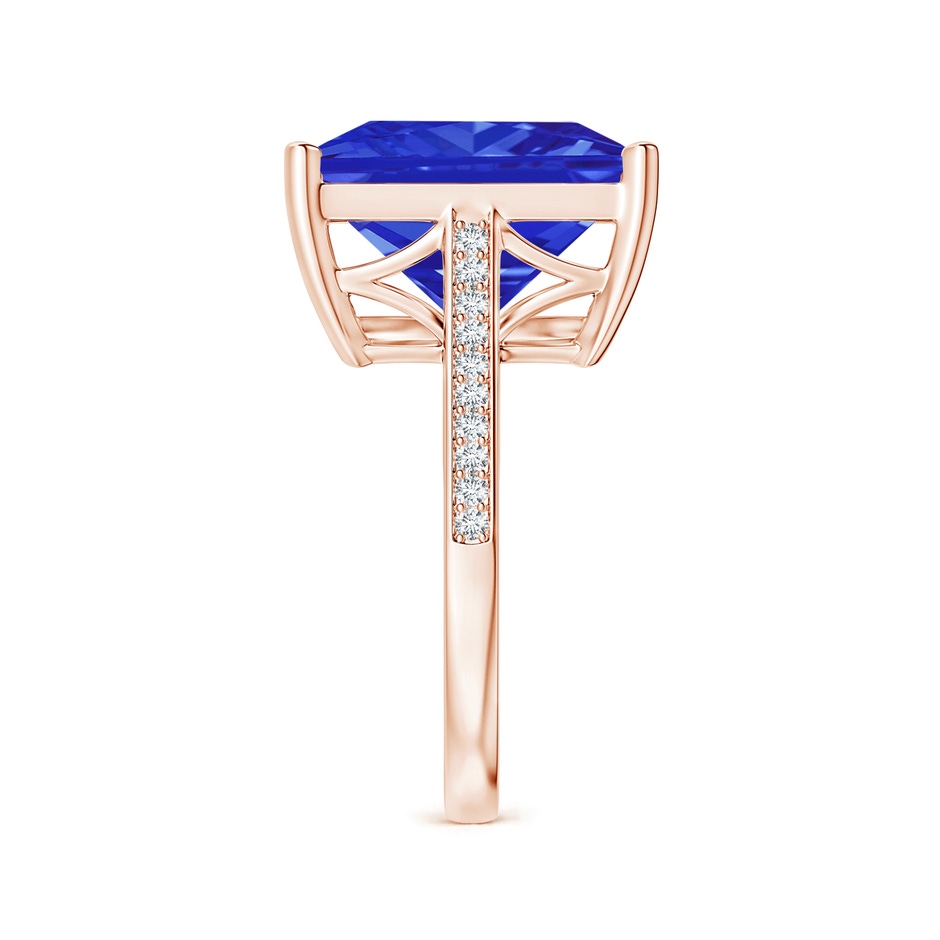 13.62x13.28x10.09mm AAAA GIA Certified Cushion Tanzanite Ring with Diamond Accents in 18K Rose Gold side-2