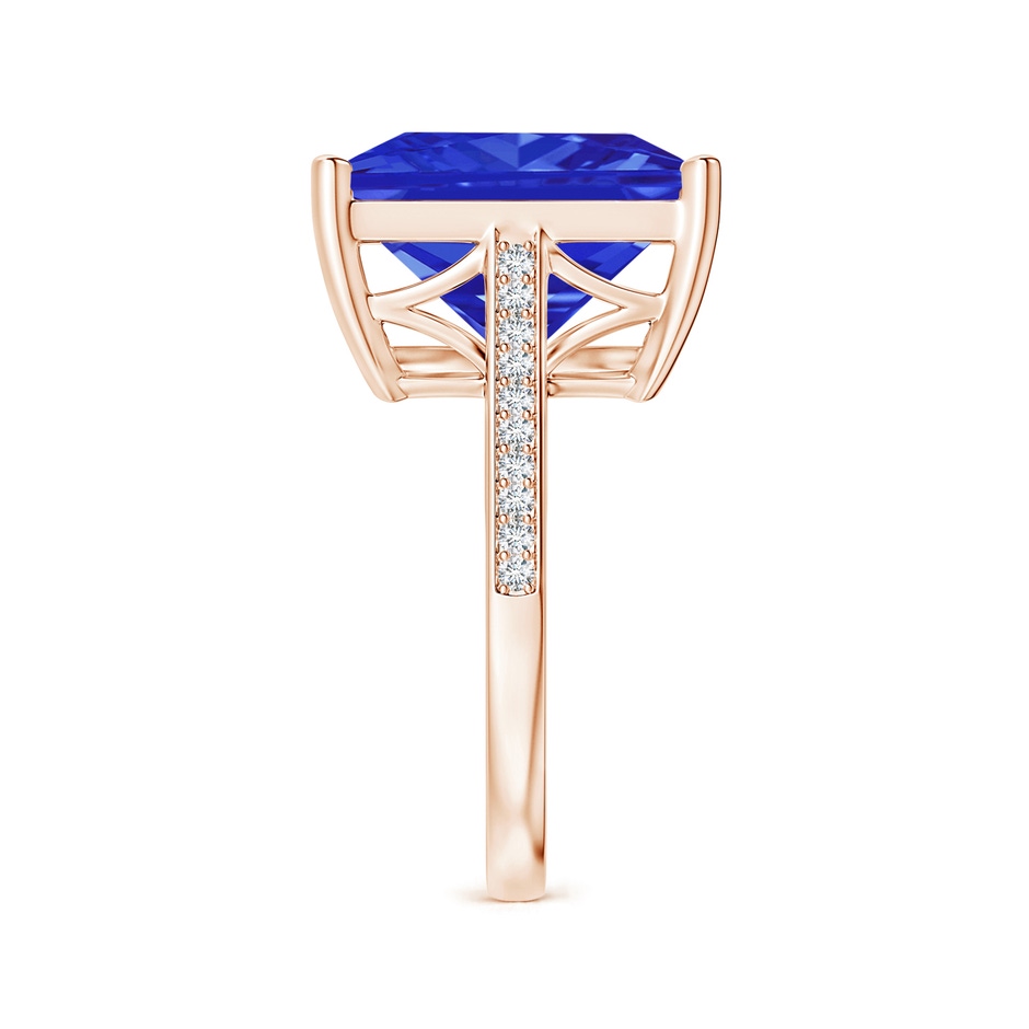 13.62x13.28x10.09mm AAAA GIA Certified Cushion Tanzanite Ring with Diamond Accents in Rose Gold side-2