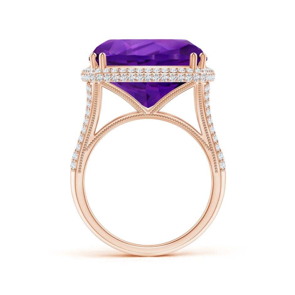 15.02x14.95x10.08mm AAA GIA Certified Rectangular Cushion Amethyst Ring with Diamond Halo in 18K Rose Gold side 199