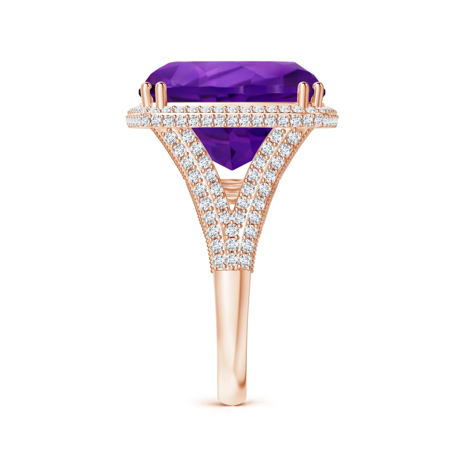 15.02x14.95x10.08mm AAA GIA Certified Rectangular Cushion Amethyst Ring with Diamond Halo in 18K Rose Gold side 399