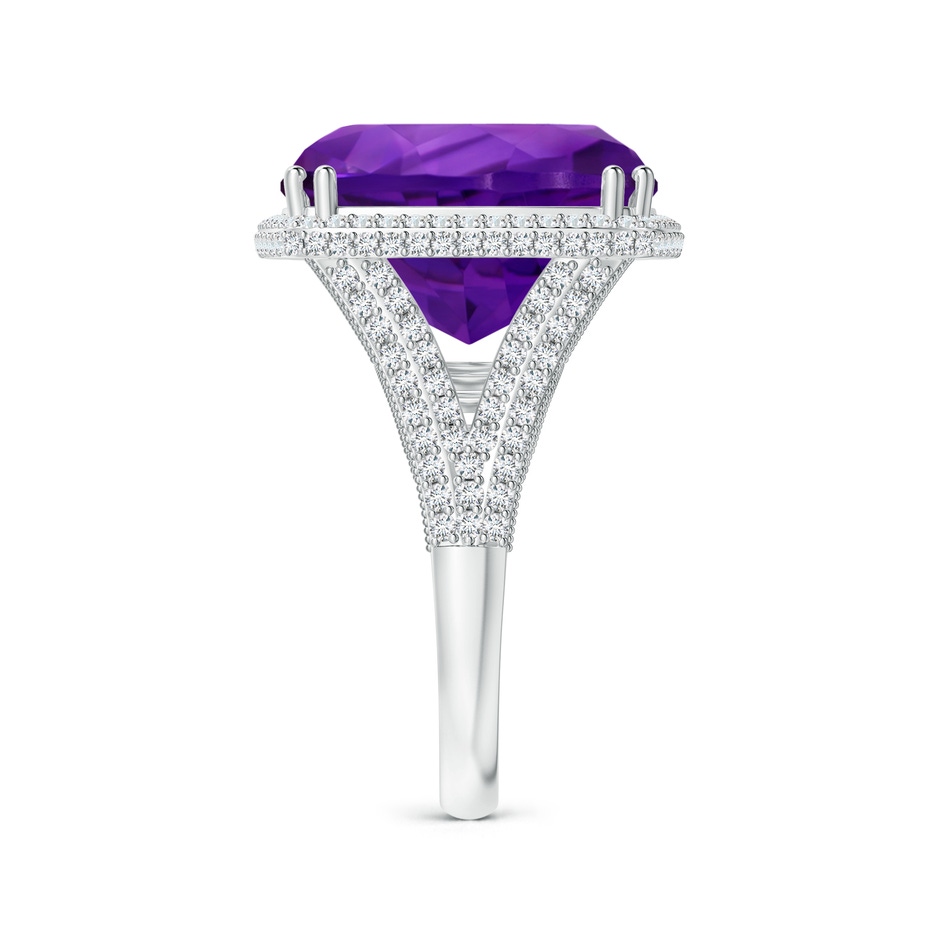 15.02x14.95x10.08mm AAA GIA Certified Rectangular Cushion Amethyst Ring with Diamond Halo in 18K White Gold side 399