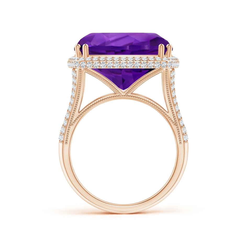 15.02x14.95x10.08mm AAA GIA Certified Rectangular Cushion Amethyst Ring with Diamond Halo in Rose Gold Side 199