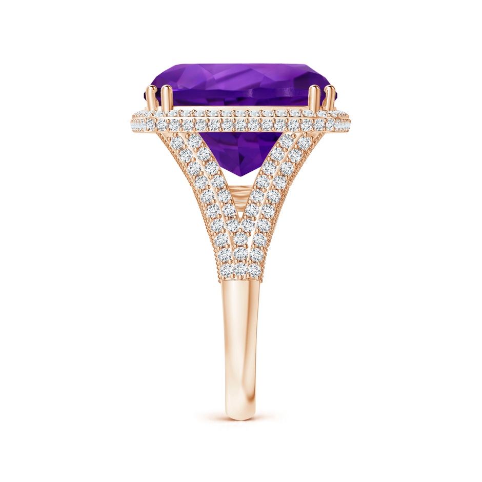 15.02x14.95x10.08mm AAA GIA Certified Rectangular Cushion Amethyst Ring with Diamond Halo in Rose Gold Side 399