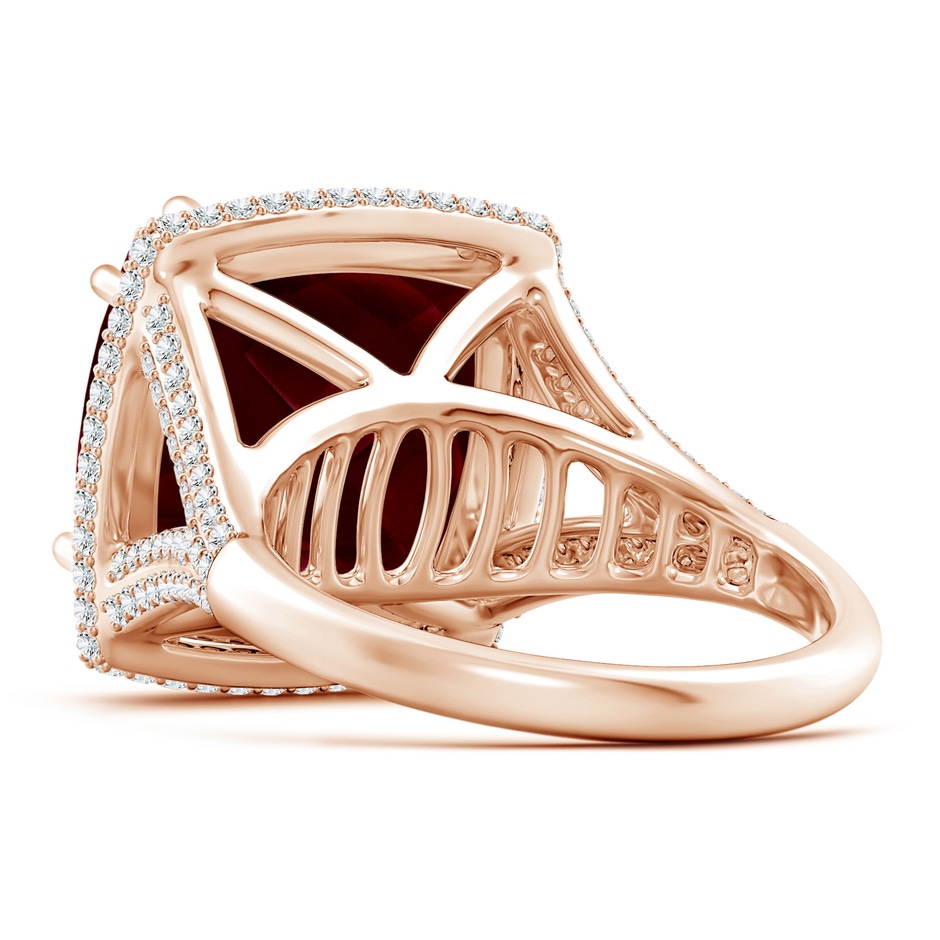 14.04x14.06x8.38mm AAAA GIA Certified Cushion Garnet Ring with Diamond Halo in Rose Gold side 399