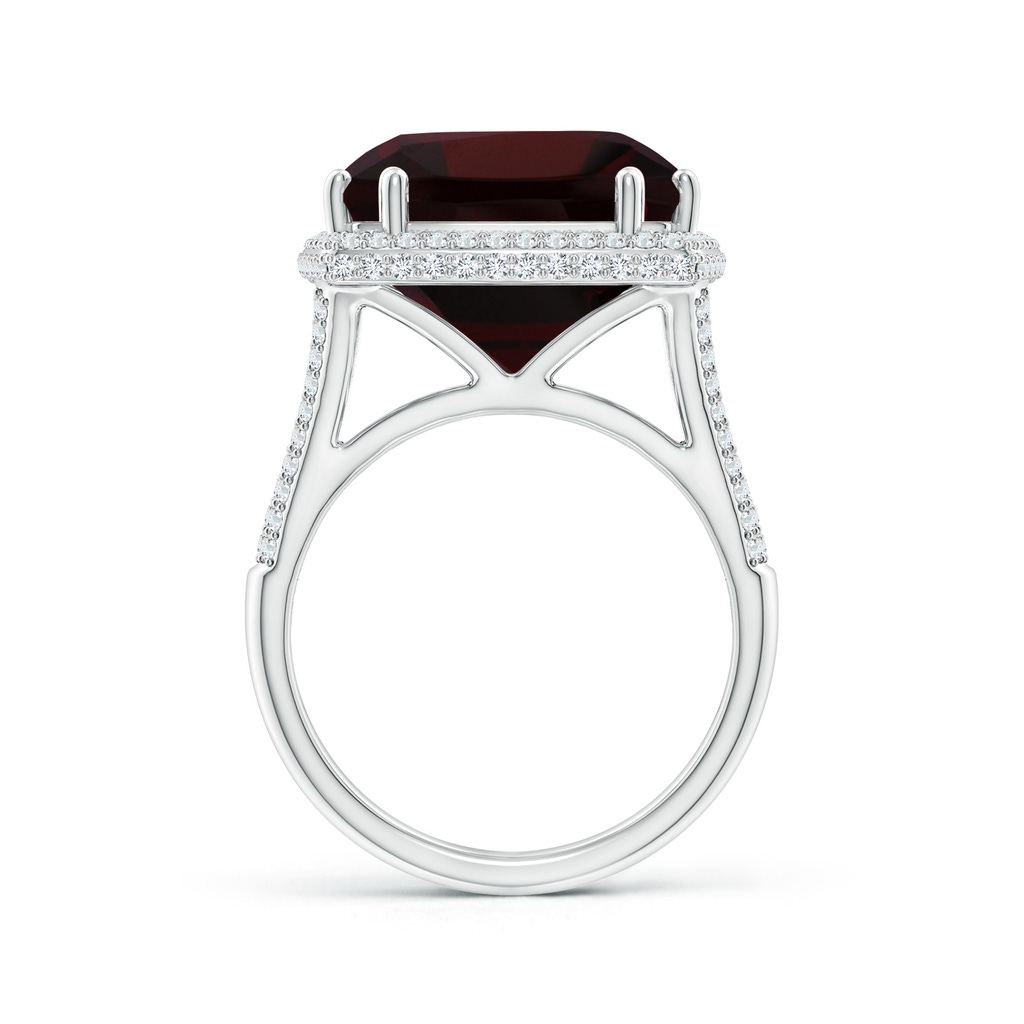 14.04x14.06x8.38mm AAAA GIA Certified Cushion Garnet Ring with Diamond Halo in White Gold - side 199