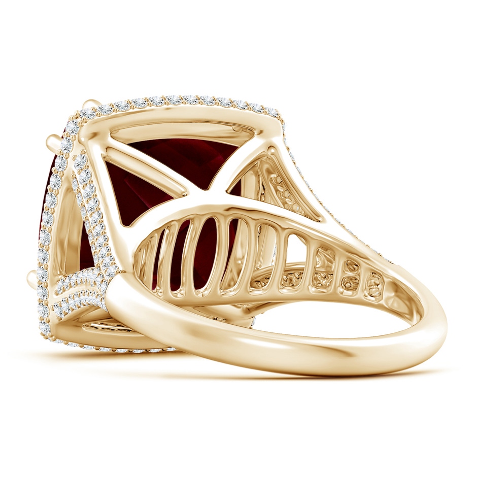 14.04x14.06x8.38mm AAAA GIA Certified Cushion Garnet Ring with Diamond Halo in Yellow Gold side 399