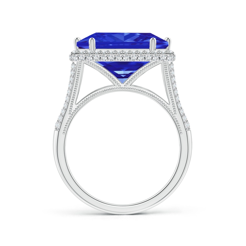 13.62x13.28x10.09mm AAAA GIA Certified Square Tanzanite Ring with Diamond Halo in 18K White Gold side-1