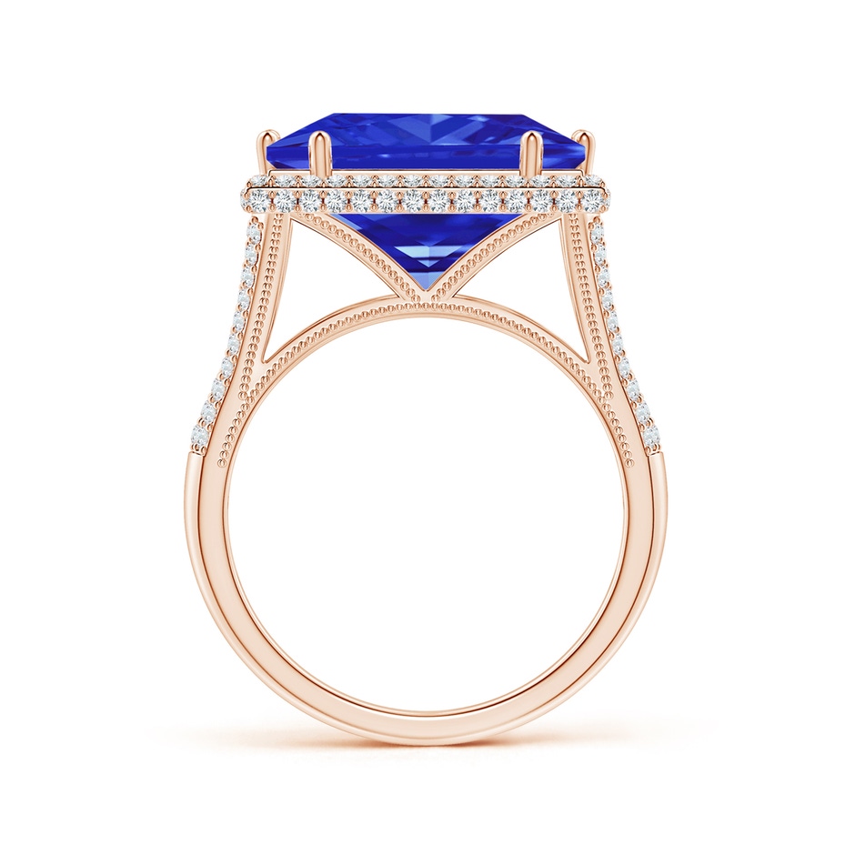 13.62x13.28x10.09mm AAAA GIA Certified Square Tanzanite Ring with Diamond Halo in Rose Gold side-1