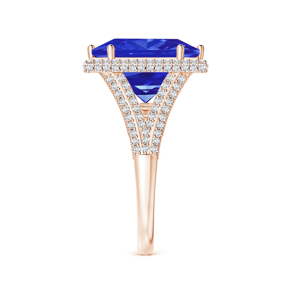 13.62x13.28x10.09mm AAAA GIA Certified Square Tanzanite Ring with Diamond Halo in Rose Gold side-2