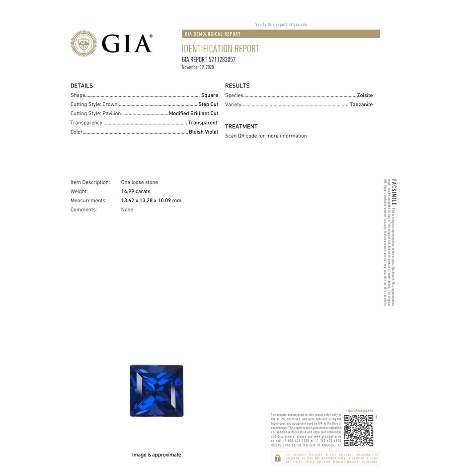 13.62x13.28x10.09mm AAAA GIA Certified Square Tanzanite Ring with Diamond Halo in White Gold gia-cert