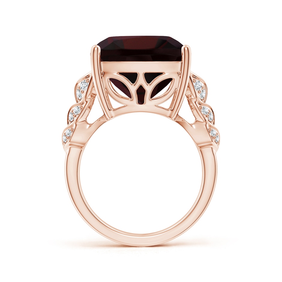 14.04x14.06x8.38mm AAAA GIA Certified Cushion Garnet Ring with Leaf Motifs in 18K Rose Gold side 199